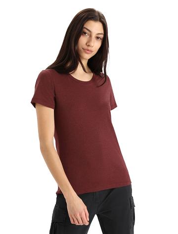 T Shirts Icebreaker Merino Central Classiche Corta Sleeve Femme Rouge | FR 1564SGLO